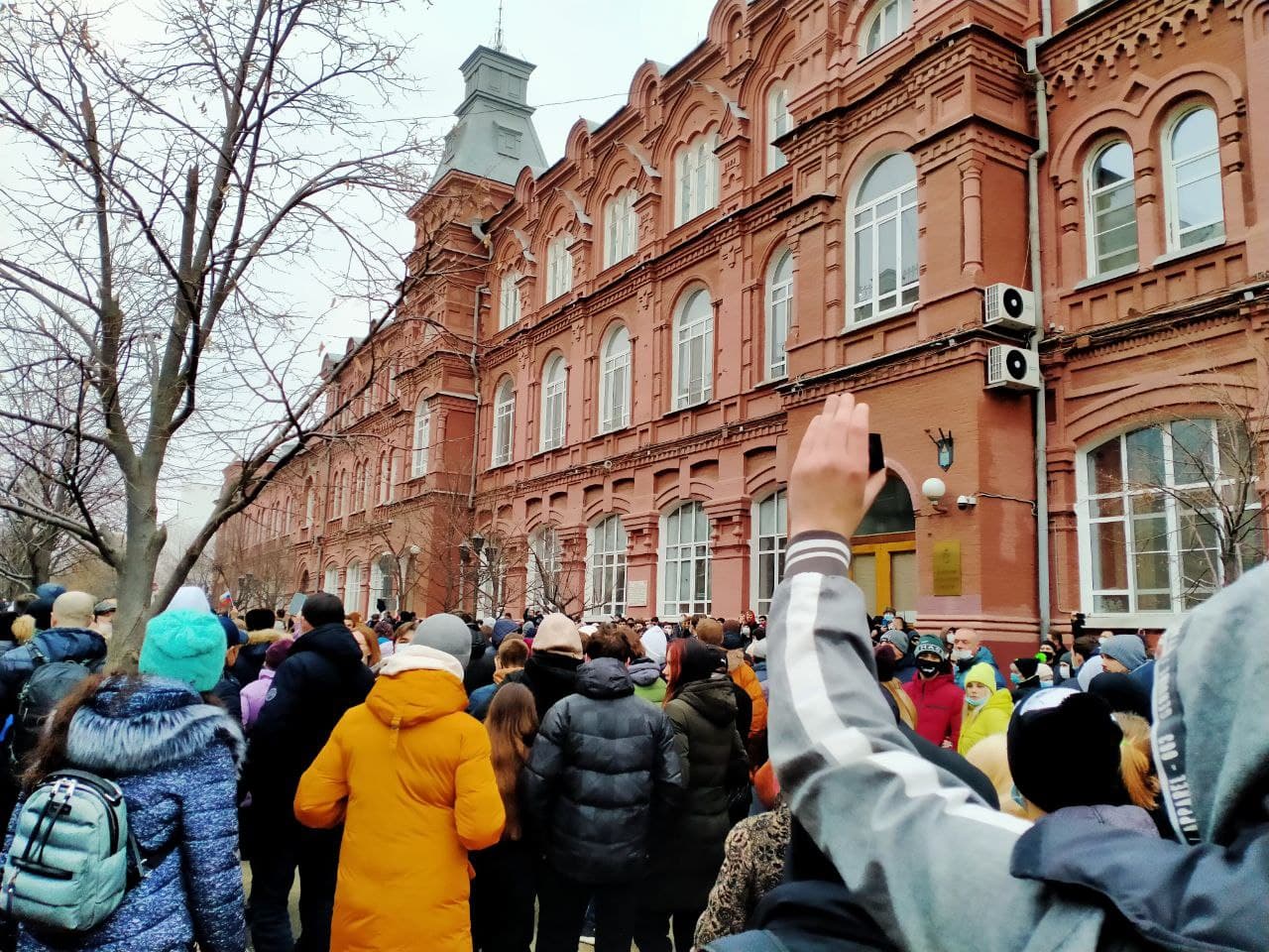 Акция в поддержку Алексея Навального в Астрахани 23 января 2021 года. Фото Алены Садовской для "Кавказского узла" Акция в поддержку Алексея Навального в Астрахани 23 января 2021 года. Фото Алены Садовской для "Кавказского узла"